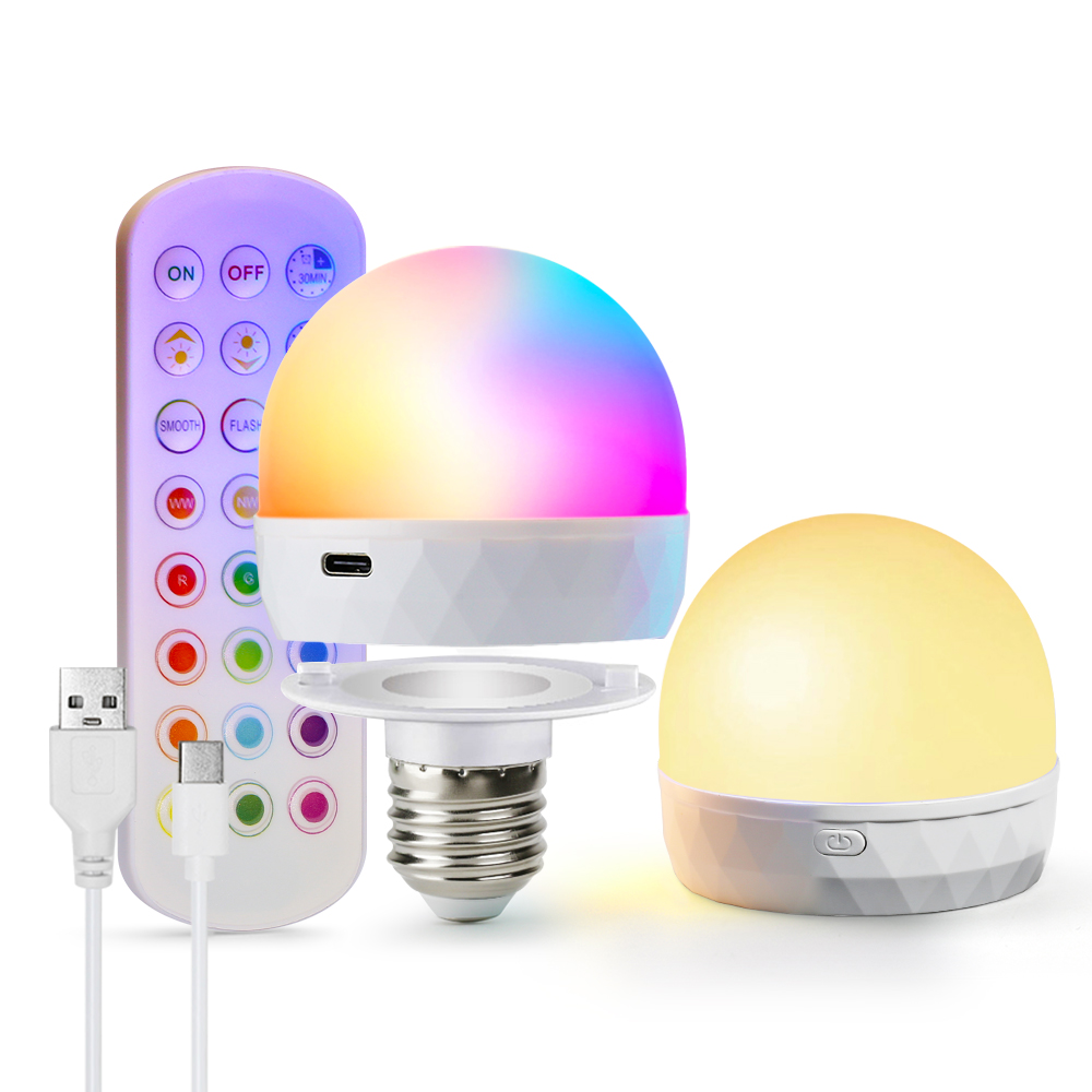 Home Automation Industry - Lâmpada LED E27 RGB Recarregável por